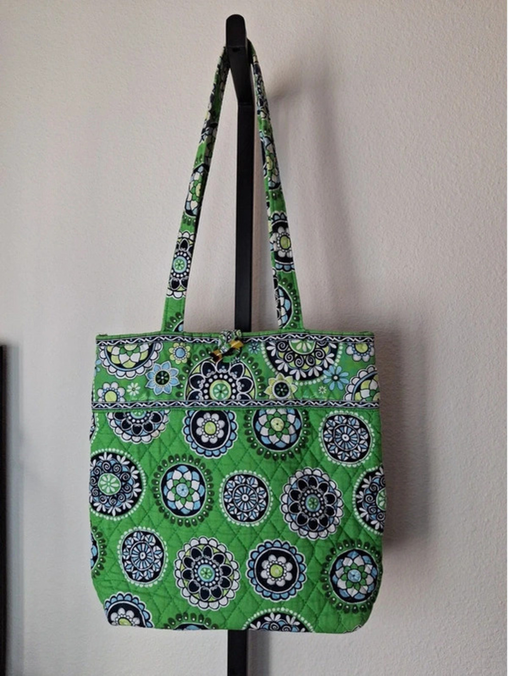 Vintage Vera Bradley Quilted Tote "Cupcakes Green" pattern